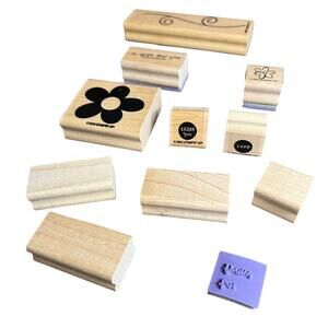 2005 Stampin Up Petal Pushers Flower Stamp Set of 6 Stamps & 4 Stamp Blocks